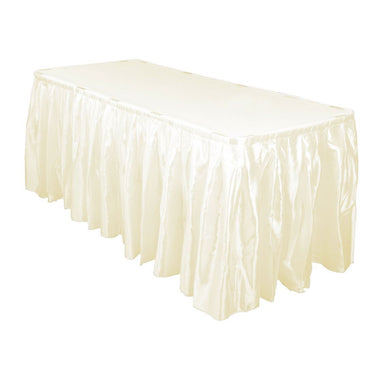 21 ft. Accordion Pleat Satin Table Skirt Ivory
