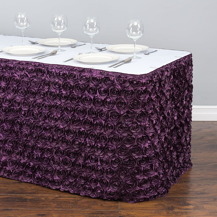 21 ft. Rosette Satin Table Skirt (13 Colors)