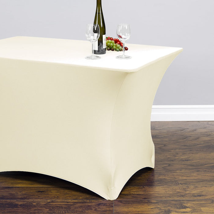 4 ft. Rectangular Stretch Tablecloth Ivory