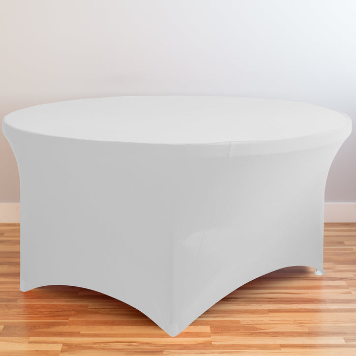 4 ft. Round Stretch Tablecloth White