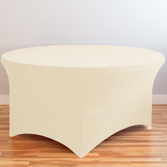 Bargain 4 ft. Round Stretch Tablecloth Ivory