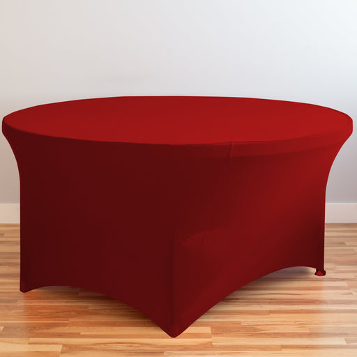 4 ft. Round Stretch Tablecloth Burgundy