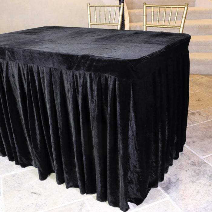 Linentablecloth LTC Linens 4 ft. Fitted Velvet Table Skirt (7 Colors)