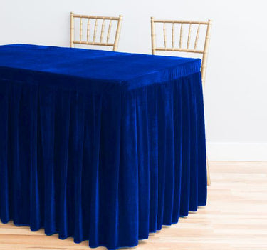 8 ft. Fitted Velvet Table Skirt Royal Blue