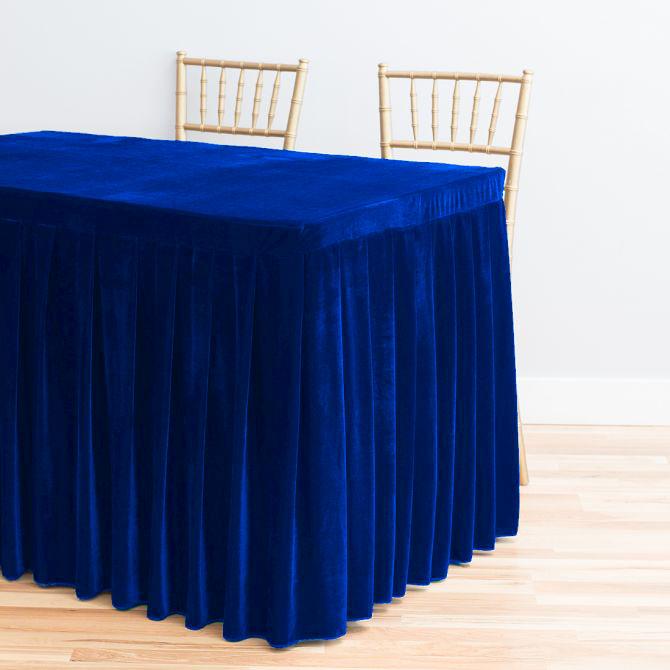 8 ft. Fitted Velvet Table Skirt Royal Blue