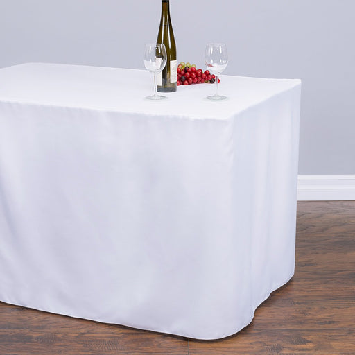 4 ft. Fitted Polyester Tablecloth White