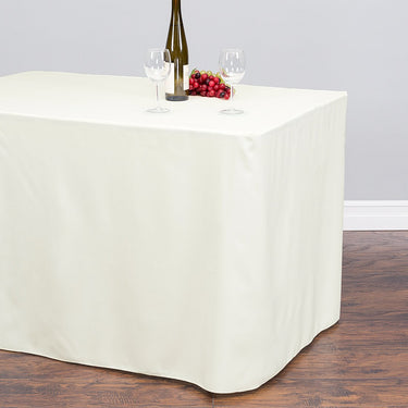 Bargain 8 Ft. Fitted Polyester Tablecloth Ivory