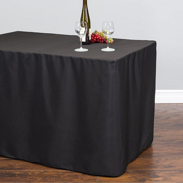 Bargain 8 Ft. Fitted Polyester Tablecloth Black