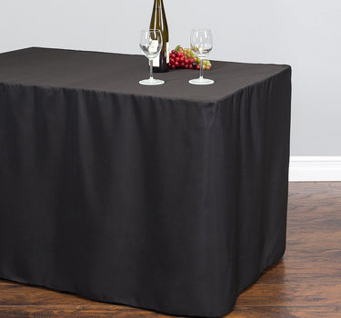 Bargain 4 ft. Fitted Polyester Tablecloth Black