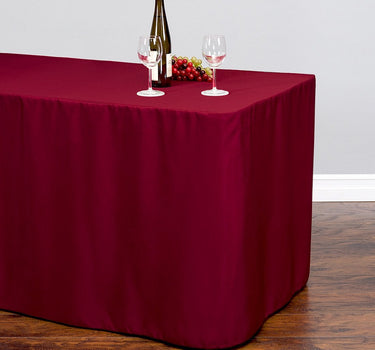 Bargain 6 Ft. Fitted Polyester Tablecloth Burgundy