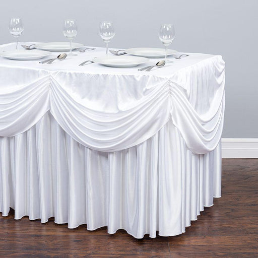 4 ft. Drape Chiffon All-In-1 Tablecloth/Pleated Skirt White