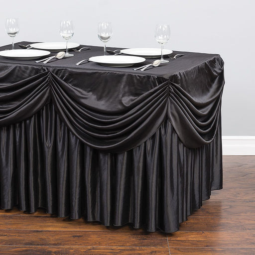 4 ft. Drape Chiffon All-In-1 Tablecloth/Pleated Skirt Black