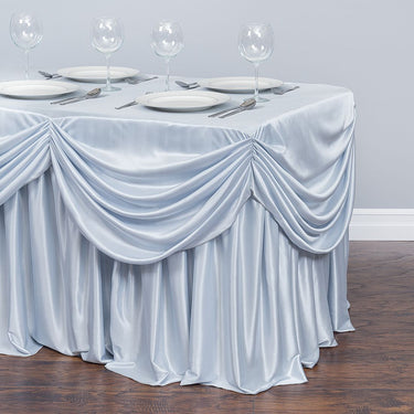 4 ft. Drape Chiffon All-In-1 Tablecloth/Pleated Skirt Silver