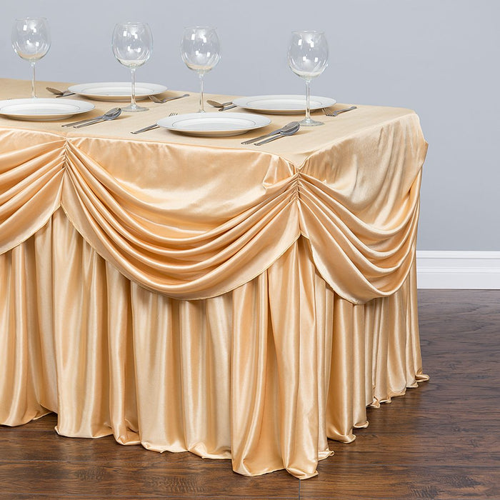 4 ft. Drape Chiffon All-In-1 Tablecloth/Pleated Skirt Champagne