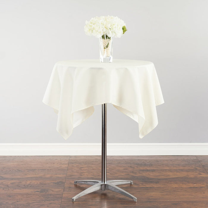 52 in. Square Cotton-Feel Tablecloth Ivory