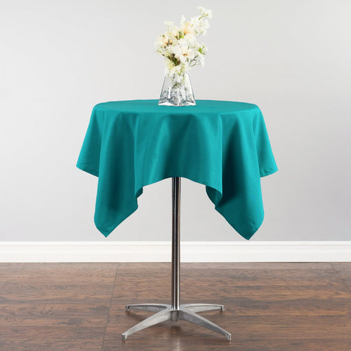 52 in. Square Cotton-Feel Tablecloth Turquoise