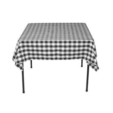 54 in. Square Polyester Tablecloth Black & White Checkered