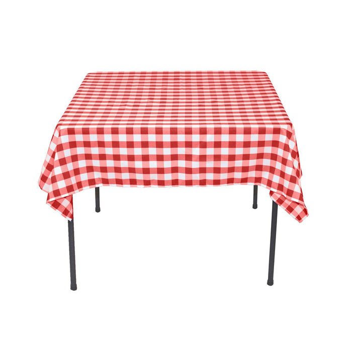 54 in. Square Polyester Tablecloth Red & White Checkered