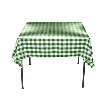 Bargain 54 In. Square Polyester Tablecloth Green & White Checkered