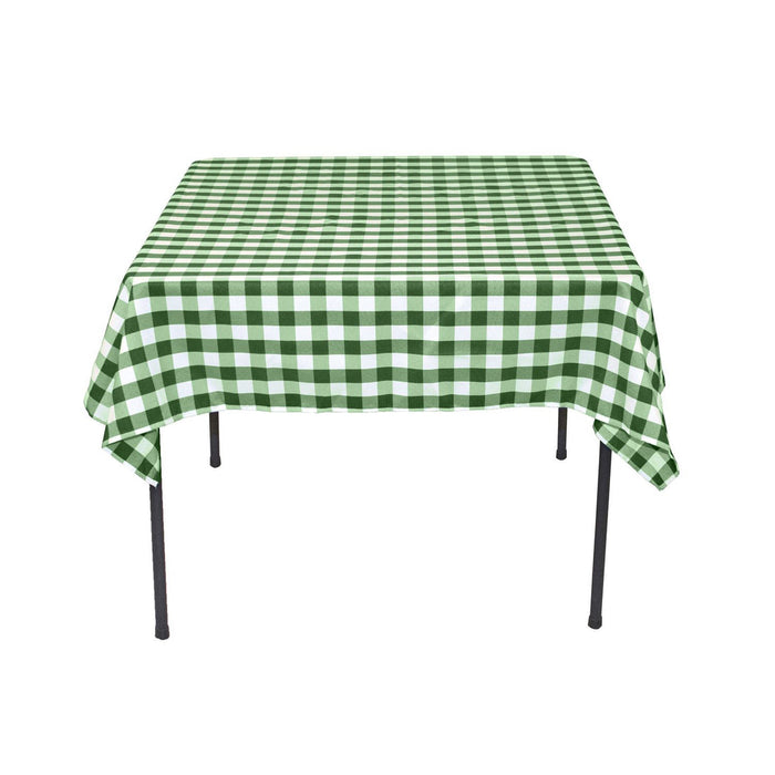 Bargain 54 In. Square Polyester Tablecloth Green & White Checkered