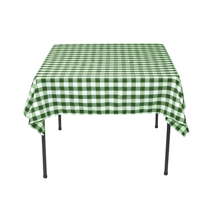 54 in. Square Polyester Tablecloth Green and White Checkered
