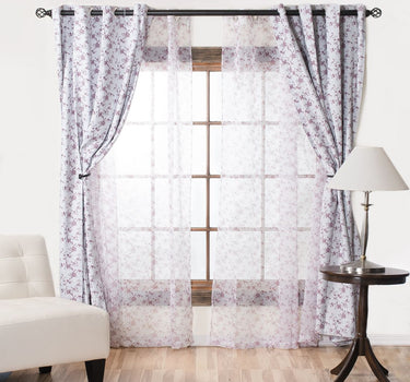 56 X 98 in. Burgundy Floral Curtain (2 Materials)