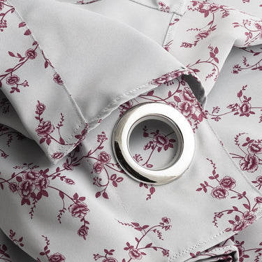 56 X 98 in. Burgundy Floral Curtain (2 Materials)