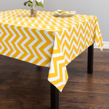 Bargain 58 x 70 in. Rectangular Cotton Chevron Design Tablecloth Mustard Yellow & White