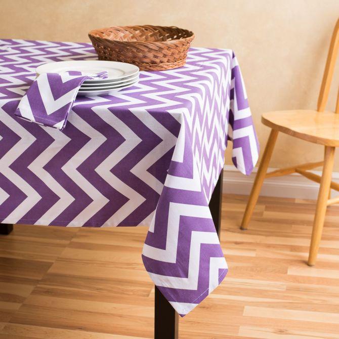 58 X 70 in. Rectangular Chevron Cotton Tablecloth (5 Colors)