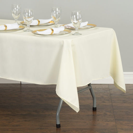 52 X 112 in. Rectangular Cotton-Feel Tablecloth Ivory