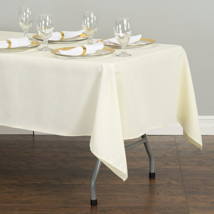 52 X 112 in. Rectangular Cotton-Feel Tablecloth Ivory