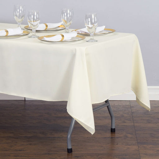 Bargain 60 X 102 In. Rectangular Polyester Tablecloth Ivory