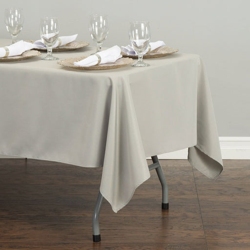 Bargain 60 X 102 In. Rectangular Polyester Tablecloth Silver