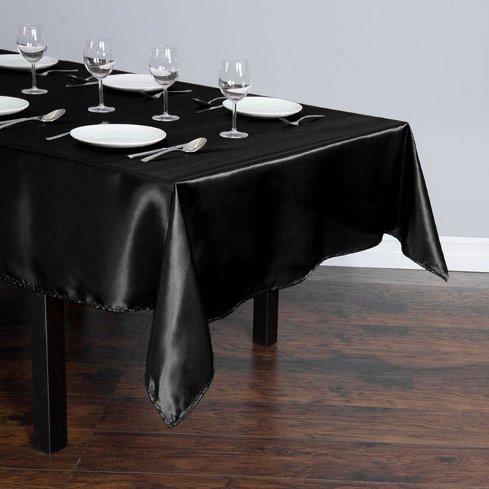60 x 102 in. Rectangular Satin Tablecloth Black