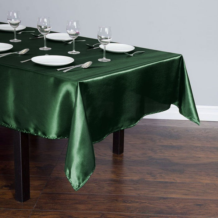 60 x 102 in. Rectangular Satin Tablecloth Hunter Green