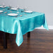 60 x 102 in. Rectangular Satin Tablecloth Turquoise