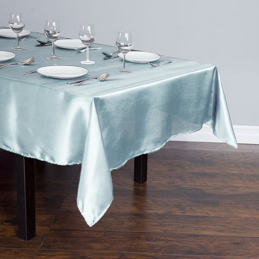 60 x 102 in. Rectangular Satin Tablecloth Baby Blue