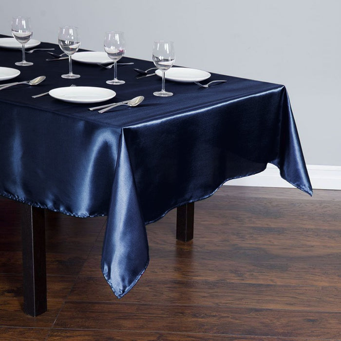 60 x 102 in. Rectangular Satin Tablecloth Navy Blue