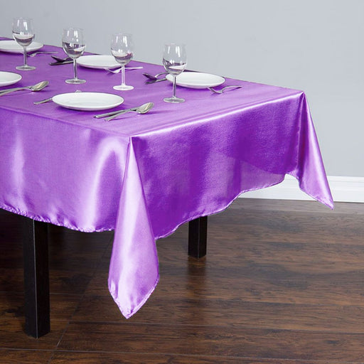 Bargain 60 X 102 In. Rectangular Satin Tablecloth Lavender