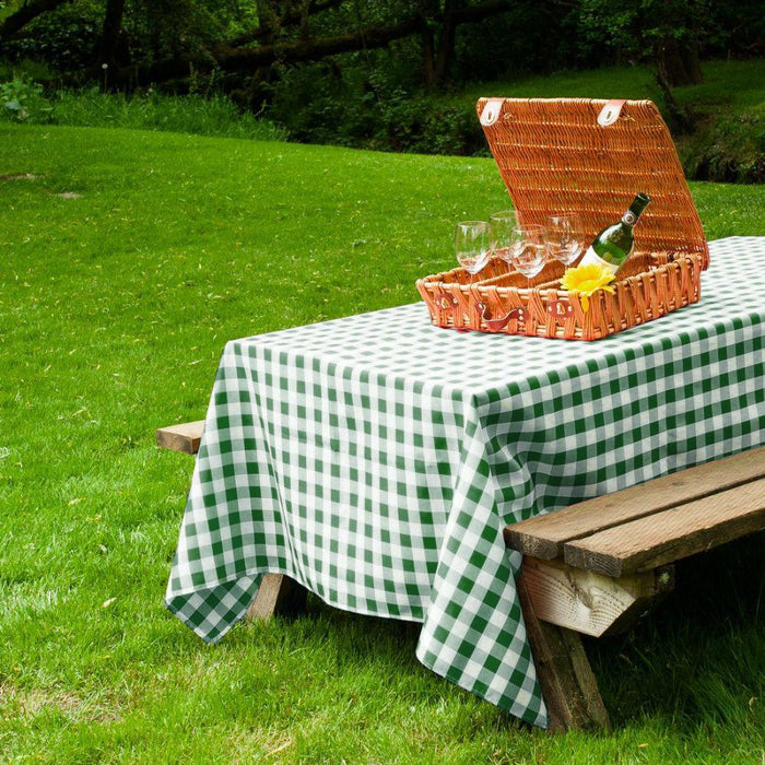 Bargain 60 X 126 In. Rectangular Tablecloth Green & White Checkered