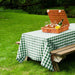 60 x 126 in. Rectangular Polyester Tablecloth Green White Checkered