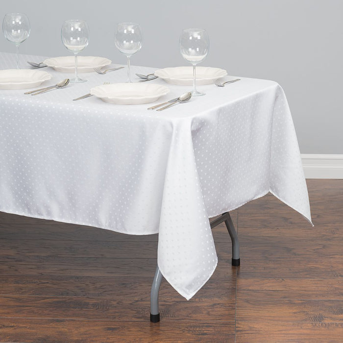 60 X 126 in. Rectangular Square-Point Damask Tablecloth White