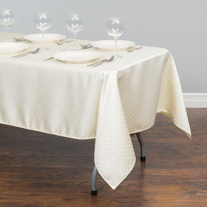 60 X 126 in. Rectangular Square-Point Damask Tablecloth Ivory