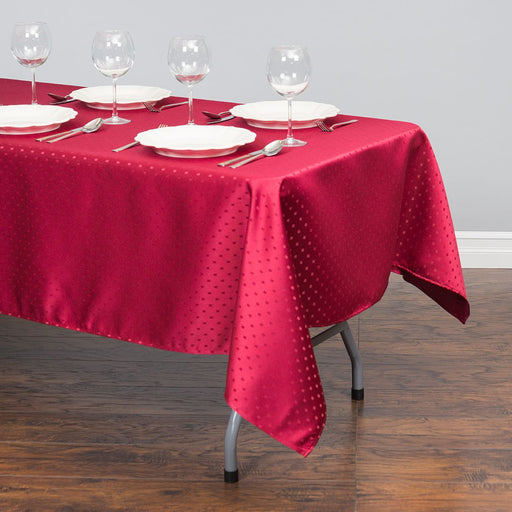60 X 126 in. Rectangular Square-Point Damask Tablecloth Burgundy