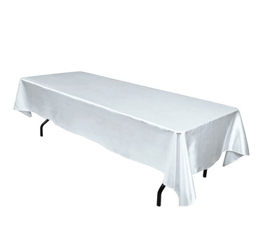 Bargain 60 X 126 In. Rectangular Satin Tablecloth Silver