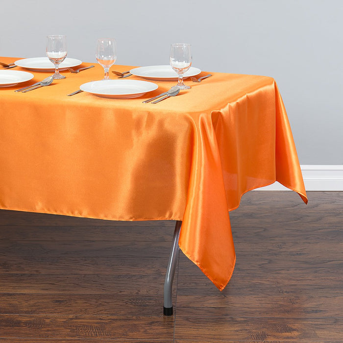 60 x 126 in. Rectangular Satin Tablecloth Orange