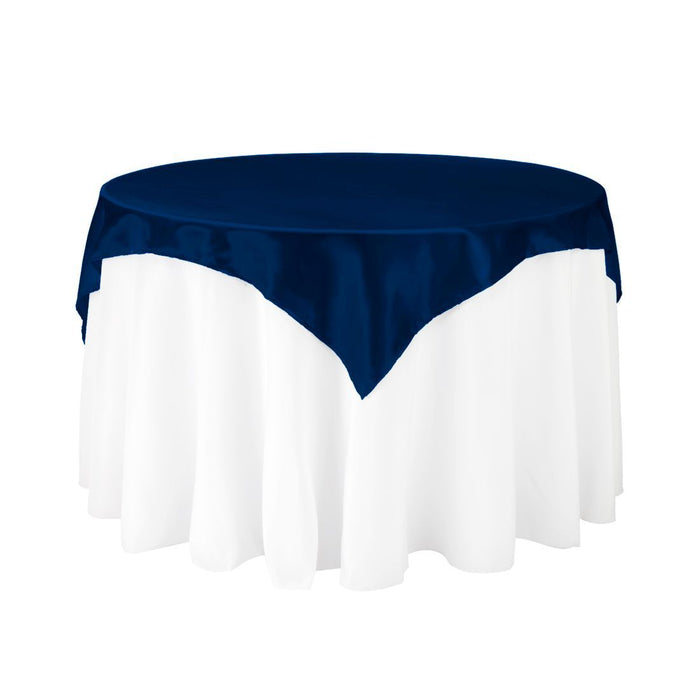 60 in. Square Satin Overlay Navy Blue