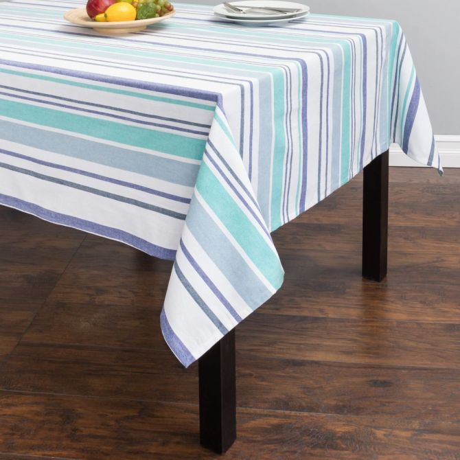 60 X 84 in. Rectangular Striped Cotton Tablecloth (3 Colors)