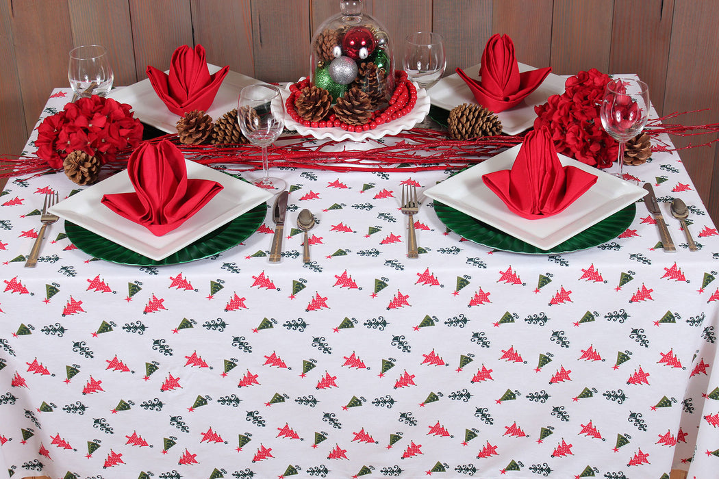 Christmas Tree Rectangular Cotton Tablecloth (2 Sizes)