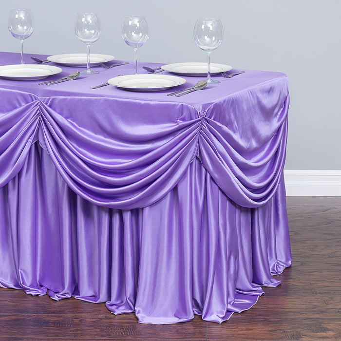 6 ft. Drape Chiffon All-In-1 Tablecloth/Pleated Skirt Lavender